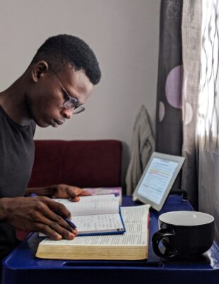 a man reading indoor