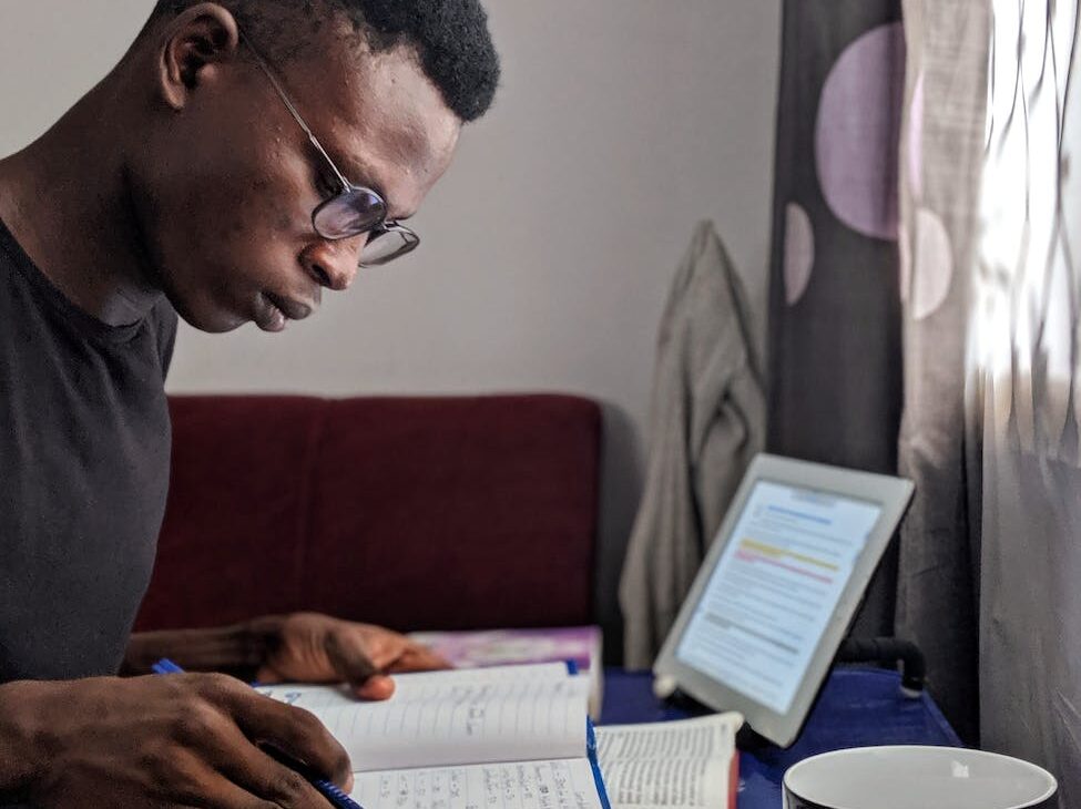 a man reading indoor