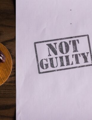 not guilty and a gavel