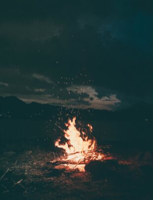 lit bonfire outdoors during nighttime