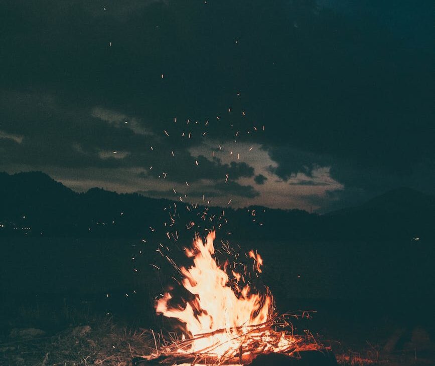 lit bonfire outdoors during nighttime